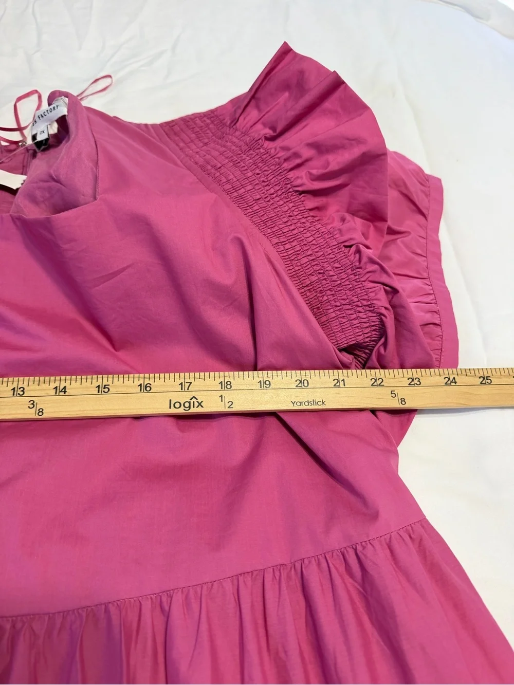 English Factory Pink Cotton Tiered Dress Puff Sleeve coquette Smocked 2X NWT